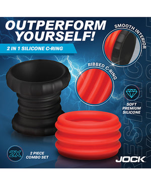 Jock Curve Toys Jock 2-in-1 Silicone Cock Ring - Red - Image 5