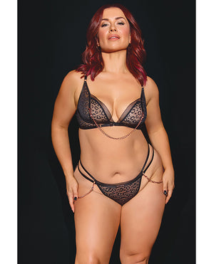 Coquette Pleasure Collection Pleasure Collection Feline Fatale Bra &amp; G-String 2 pc Set - Black QN - Image 4
