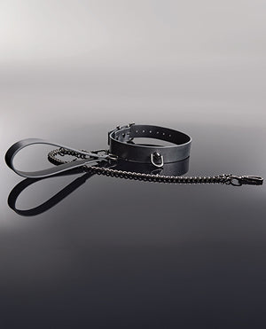Pleasure Collection Gunmetal Glam Collar & Leash w/Removable Chain - Image 2