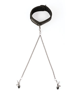 Sei Mio Sei Mio Twin Tweaks Velvet Collar w/Nipple Clamps - Black - Image 2