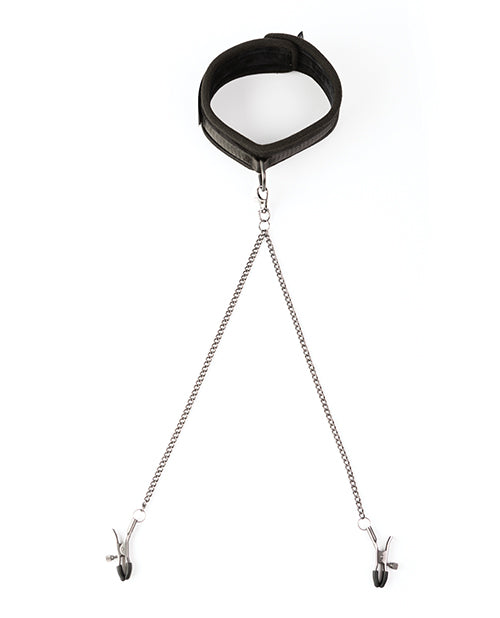 Sei Mio Sei Mio Twin Tweaks Velvet Collar w/Nipple Clamps - Black - Image 2