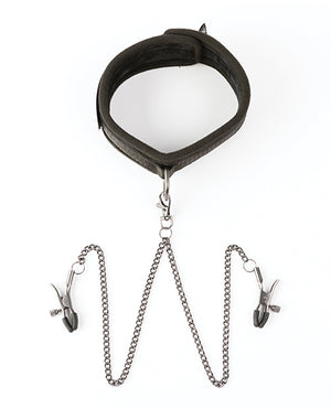 Sei Mio Sei Mio Twin Tweaks Velvet Collar w/Nipple Clamps - Black - Image 3