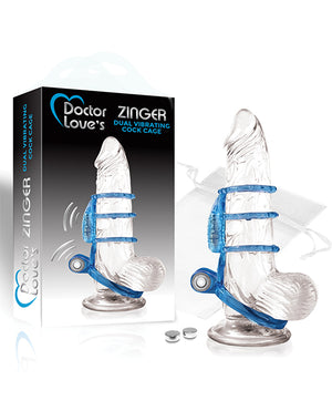 Doctor Love Doctor Love's Zinger Dual Vibrating Cock Cage - Blue - Image 3