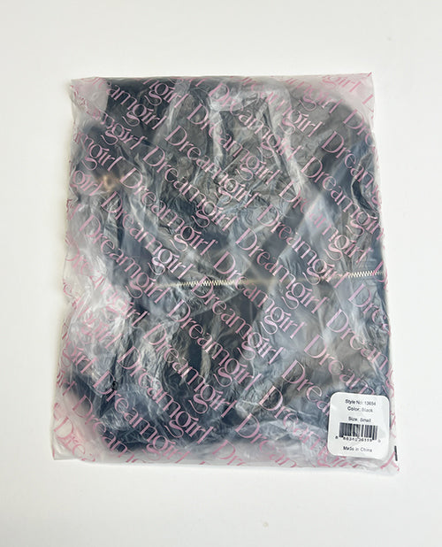 Embroidered Stretch Faux Leather and Mesh Chemise - Black XL - Image 2