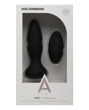 A-Play A Play Rechargeable Silicone Adventurous Anal Plug w/Remote - Black - Image 2