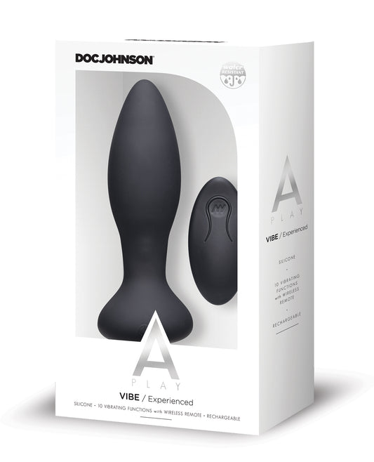 A-Play A Play Rechargeable Silicone Experienced Anal Plug w/Remote - Black - Image 2