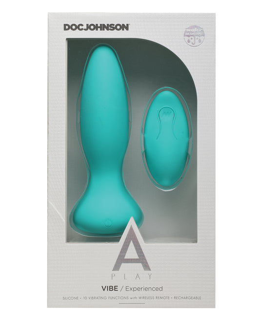 A-Play A Play Rechargeable Silicone Experienced Anal Plug w/Remote - Teal - Image 2