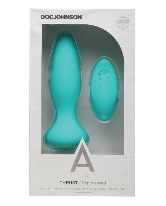 A-Play A Play Thrust Experienced Rechargeable Silicone Anal Plug w/Remote - Teal