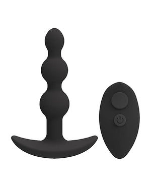 A-Play A Play Beaded Rechargeable Silicone Anal Plug w/Remote - Black