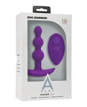 A-Play A Play Beaded Rechargeable Silicone Anal Plug w/Remote - Purple - Image 2