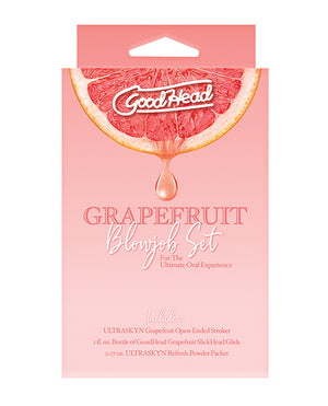 GoodHead GoodHead Grapefruit Blowjob Set Includes Stroker &amp; Slick Head Glide - 1 oz Bottle Grapefruit