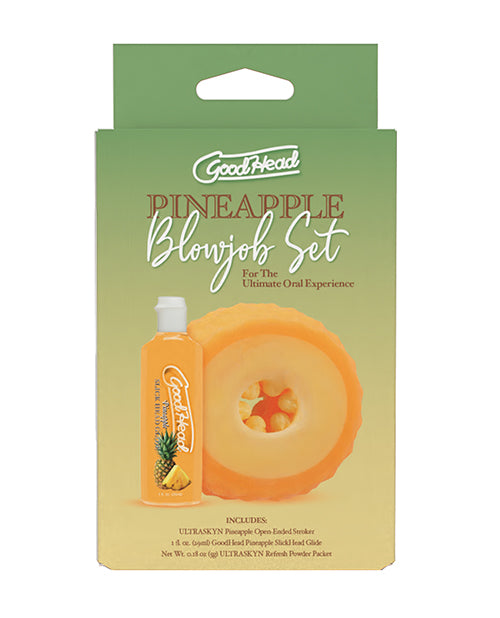GoodHead GoodHead Pineapple Blowjob Set Includes Stroker &amp; Slick Head Glide - 1 oz Bottle Pineapple