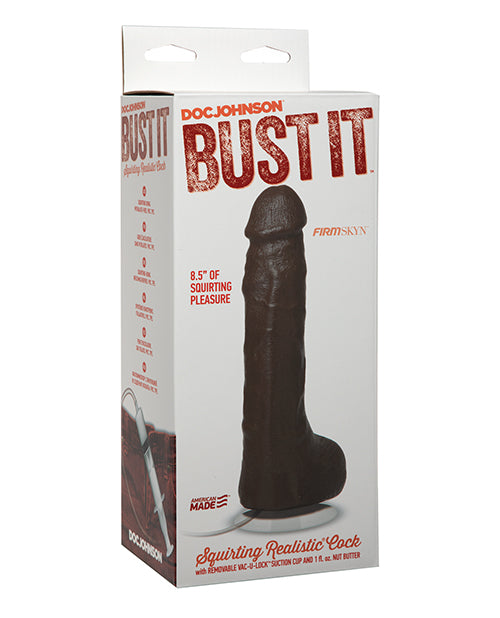 Bust It Bust It Squirting Realistic Cock w/1 oz Nut Butter - Black - Image 2