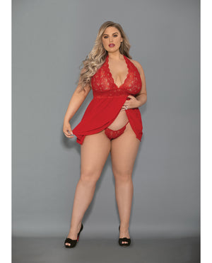 Euphoria Euphoria Shorty Babydoll &amp; Open Panty Red QN
