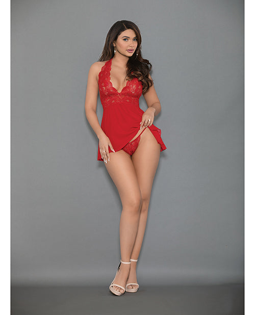 Euphoria Euphoria Shorty Babydoll &amp; Open Panty Red O/S