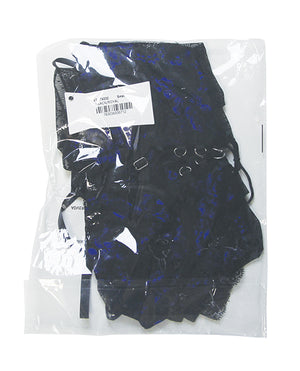 Twilight Zone Lace and Mesh Short Babydoll w/Tanga Panty 2 pc Set - Black/Blue MD - Image 3