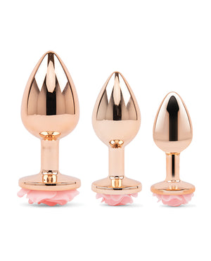 Gemsations 3 pc 2.75" & 3.15" & 3.7" Rose Metal Butt Plug Training Set - Rose Gold - Image 3