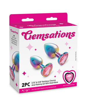 Gemsations Gemsations 2 pc 2.75" &amp; 3.25" Chrome Anal Training Set - Rainbow