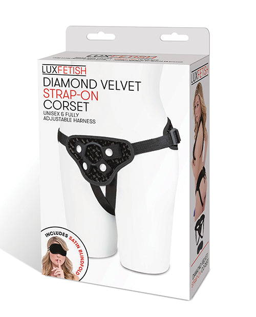 Lux Lux Fetish Diamond Velvet Strap-on Corset - Black - Image 2