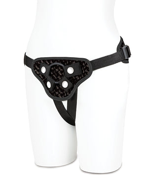 Lux Lux Fetish Diamond Velvet Strap-on Corset - Black