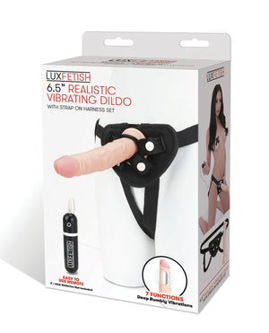 Lux Lux Fetish 6.5" Realistic Vibrating Dildo w/Strap On Harness Set - Image 3