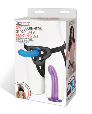Lux Lux Fetish 3 pc Beginners Strap On &amp; Pegging Set - Multi Color - Image 2