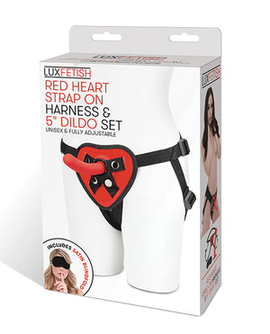 Lux Fetish Lux Fetish 5" Dildo w/Red Heart Strap On Harness Set