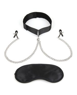 Lux Lux fetish Collar &amp; Nipple Clamps w/Adjustable Pressure Clamps