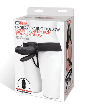 Lux Lux Fetish Unisex Vibrating Hollow Double Penetration Strap On Dildo - Image 4