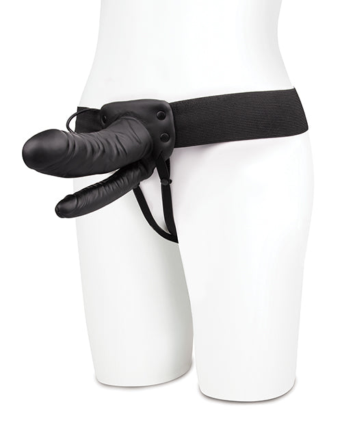 Lux Lux Fetish Unisex Vibrating Hollow Double Penetration Strap On Dildo