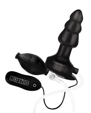 Lux Lux Fetish 4" Inflatable Vibrating Butt Plug w/Suction Base - Black - Image 2