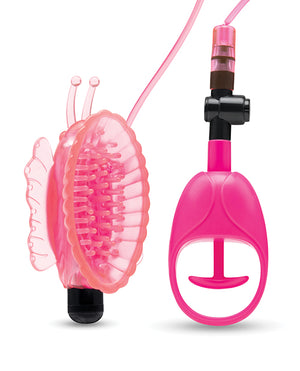 Lux Fetish Lux Fetish Vibrating Butterfly Pussy Pump w/Quick Release - Pink - Image 2