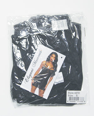 Elegant Moments Mari Mesh &amp; Crochet Lace Underwire Babydoll w/G-String 2 pc Set - Black 2X - Image 3