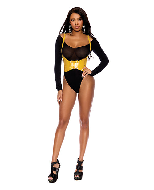 Elegant Moments Leather Harness w/Adjustable Buckle Straps and Front Velcro Buckle Closure - Yellow 34