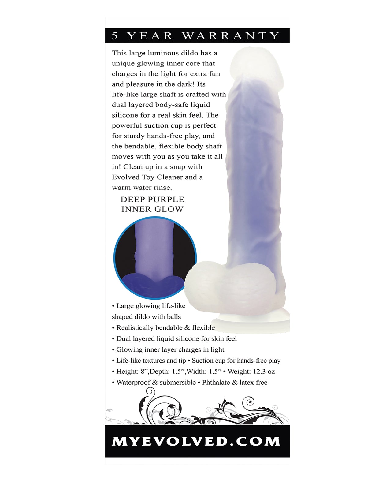 Evolved Evolved Luminous Dildo Non Vibrating - Purple