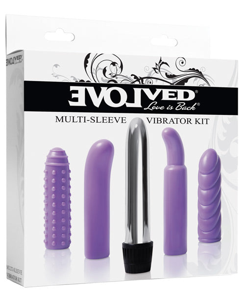 Evolved Evolved Multi Sleeve Vibrator Kit w/4 Textured Sleeves &amp; Vibe - Purple