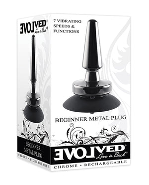 Evolved Evolved Beginner Vibrating Rechargeable Metal Plug - Black