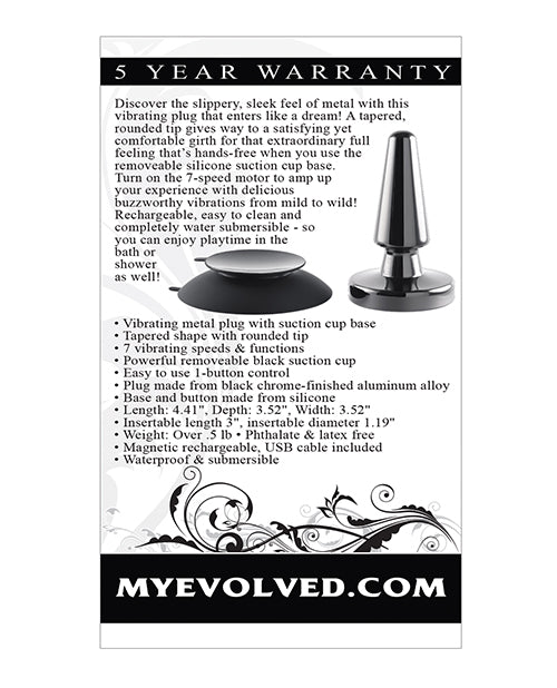 Evolved Evolved Beginner Vibrating Rechargeable Metal Plug - Black - Image 2