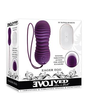 Evolved Evolved Eager Egg Vibrating &amp; Thrusting Egg w/Remote - Purple