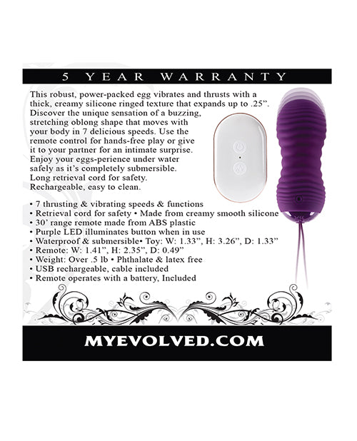 Evolved Evolved Eager Egg Vibrating &amp; Thrusting Egg w/Remote - Purple - Image 2
