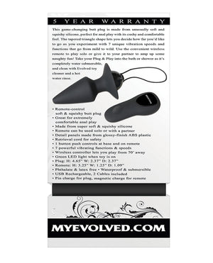 Evolved Evolved Plug &amp; Play Remote Anal Plug - Black