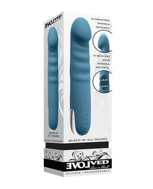 Evolved Evolved Queen of All Trades Thrusting &amp; Rotating Vibrator - Teal