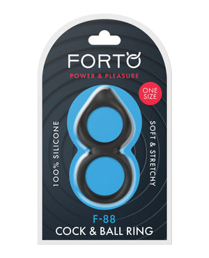 Forto Forto F-88 Double Ring Liquid Silicone Cock Ring - Black - Image 2