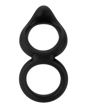Forto Forto F-88 Double Ring Liquid Silicone Cock Ring - Black