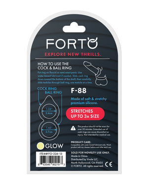 Forto Forto F-88 Double Ring Liquid Silicone Cock Ring - Glow in the Dark - Image 4