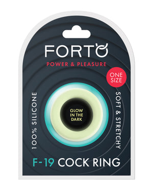 Forto Forto F-19 Two Tone Liquid Silicone Cock Ring - Black/Glow in the Dark - Image 4