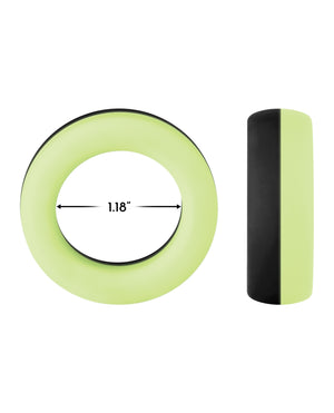 Forto Forto F-19 Two Tone Liquid Silicone Cock Ring - Black/Glow in the Dark - Image 3