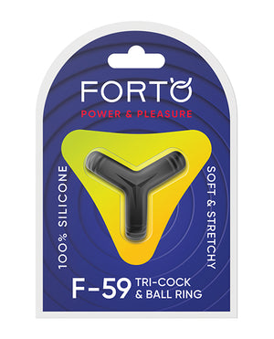 Forto Forto Tri Cock &amp; Ball Ring - Black