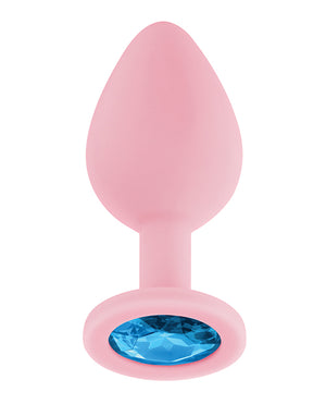 Luv Inc. Luv Inc. Jeweled Silicone Butt Plug w/Three Stones - Medium Light Pink - Image 4