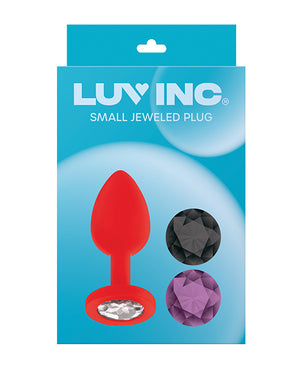 Luv Inc. Luv Inc. Jeweled Silicone Butt Plug w/Three Stones - Small Red - Image 5
